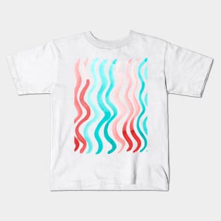 Wavy lines - orange and mint Kids T-Shirt